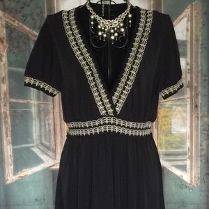 EUC Talbots Black dress with embroidered detail.